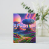 Surreale und absurde Landschaft mit seltsamen Ding Postkarte (Stehend Vorderseite)