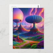 Surreale und absurde Landschaft mit seltsamen Ding Postkarte (Vorne/Hinten)