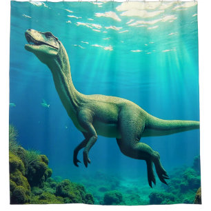 Surreale Unterwasserszene mit Dinosaurier Duschvorhang