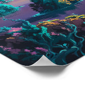 Surreale Wasserfälle - farbenfroher Illustrationss Poster (Ecke)