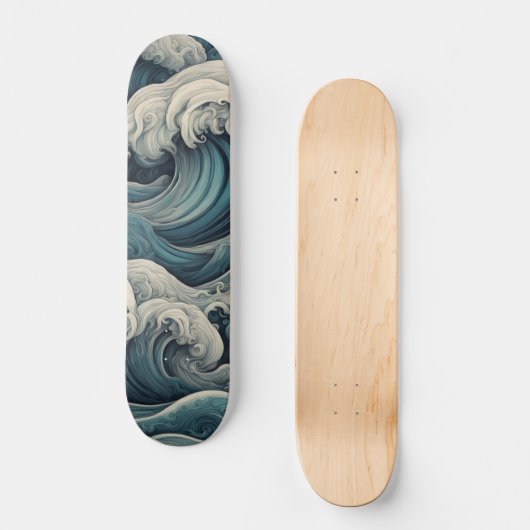 Surreale Waves: Ocean Dreamscape Skateboard (Vorderseite)