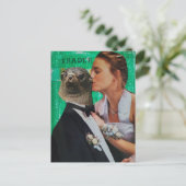 Surrealer Abschlussball-Date mit Robbe Mixed-Media Postkarte (Stehend Vorderseite)