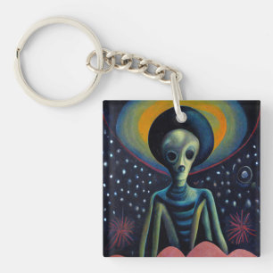 Surrealer Alien-Galaxie Kunst-Schlüsselanhänger Schlüsselanhänger