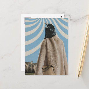 Surrealer Amsel-Collage Postkarte