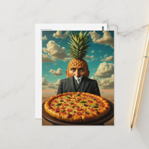 Surrealer Ananas-Pizza-Mann Postkarte