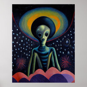 Surrealer Außerirdischer im Weltraum Kunstposter Poster