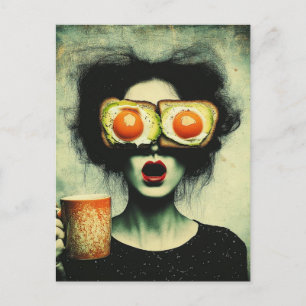 Surrealer Avocado-Toast- und Kaffeefrau  Postkarte