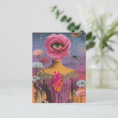Surrealer Blumen-Damen-Collage Postkarte (Stehend Vorderseite)