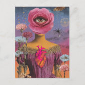 Surrealer Blumen-Damen-Collage Postkarte (Vorderseite)