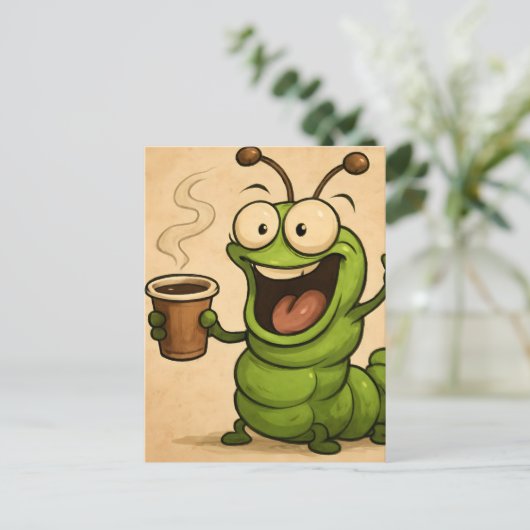 surrealer Cartoon-Stil gegenüber koffeinierter Rau Postkarte (Stehend Vorderseite)