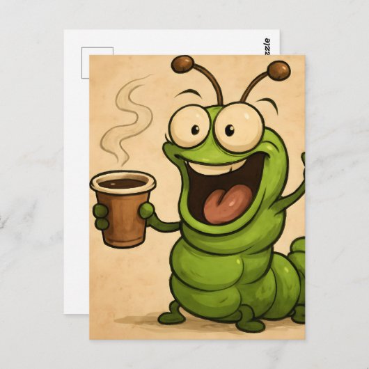 surrealer Cartoon-Stil gegenüber koffeinierter Rau Postkarte (Vorne/Hinten)