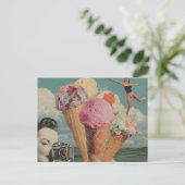 Surrealer Eiscreme-Schwimmcollage Postkarte (Stehend Vorderseite)