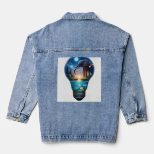 Surrealer Elefantenwelt in der Glühbirnen-Fantasie Jeansjacke
