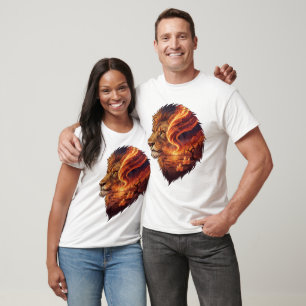 Surrealer Feuerlöwenkopf Kosmische Kunst Leo Stern T-Shirt