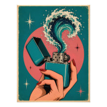 Surrealer Feuerzeug im Retro-Pop-Art-Stil mit Ozea