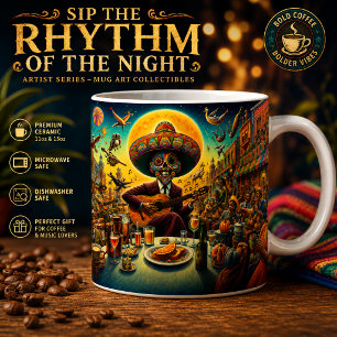 Surrealer Fiesta-Skelett-Gitarrist Kaffee Kaffeetasse