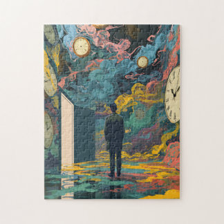 Surrealer Figurenraum Wirbelnde Uhren Rauch Wandku Puzzle