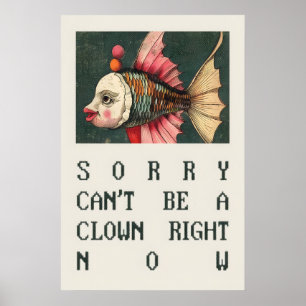 Surrealer Fisch-Clown-Porträt Absurder Humor Wandk Poster