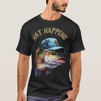 Surrealer Fisch in einer Hut-Cartoon-Illustration T-Shirt