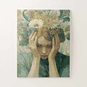 Surrealer floraler Frau-Traumlandschaft-Malerische Puzzle