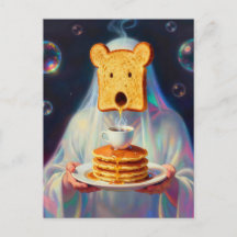 Surrealer Frühstück-Toast-Pfannkuchen und Kaffee 