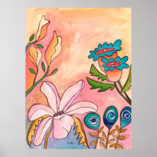 Surrealer Garten Gouache-Tinte-Kunst Künstlerdruck Poster