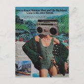 Surrealer Ghettoblaster Hawaii Frau Collage Postkarte (Vorderseite)