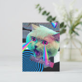 Surrealer Glitch-Katzen-Collage Postkarte (Stehend Vorderseite)