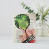 Surrealer grüner Edelstein-Damen-Collage  Postkarte (Stehend Vorderseite)