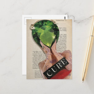 Surrealer grüner Edelstein-Damen-Collage Postkarte