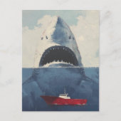 Surrealer Hai und Boot Postkarte (Vorderseite)