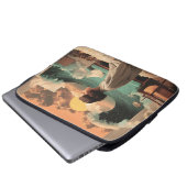 Surrealer Innenraum mit Frau und Katze Laptopschutzhülle (Vorne Knopf)