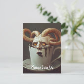 Surrealer Kaffeetintenfisch Postkarte (Stehend Vorderseite)