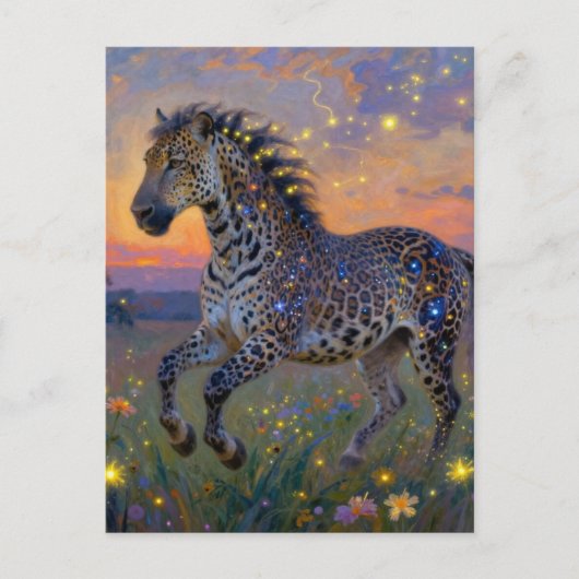 Surrealer Leopard-Pferd-Hybrid Postkarte (Vorderseite)
