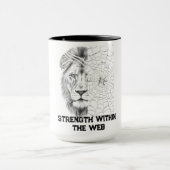 Surrealer Löwe in Schwarz-Weiß Web Motivational  Tasse (Zentrum)