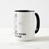 Surrealer Löwe in Schwarz-Weiß Web Motivational  Tasse (VorderseiteRechts)