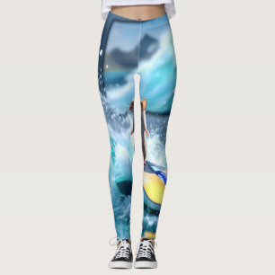 Surrealer Maus-Surfing auf digitalen Wellen – Whim Leggings