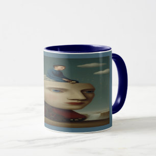 Surrealer mechanischer Kopf Traum Kunst Tasse