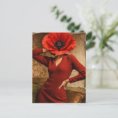 Surrealer Mohnblumen-Damen-Collage Postkarte (Stehend Vorderseite)