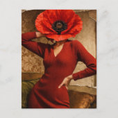 Surrealer Mohnblumen-Damen-Collage Postkarte (Vorderseite)