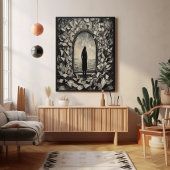 Surrealer monochromer Wandkunstposter mit schweben Poster