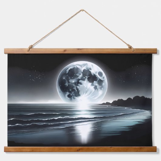 Surrealer Monsun über ruhiger Meeresküste Wandteppich Mit Holzrahmen (Vorne)