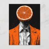 Surrealer orangefarbener Mensch Postkarte (Vorderseite)