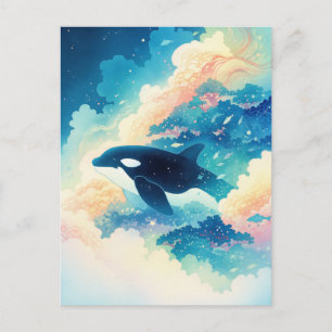 Surrealer Orca-Wal-Cloud-Wald Postkarte