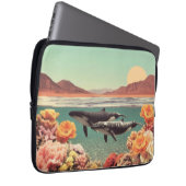 Surrealer Ozeanszene mit Walfischen und Korallen Laptopschutzhülle (Vorne Rechts)
