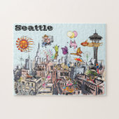 Surrealer Pop Kunst belebte Stadt Seattle Puzzle (Horizontal)