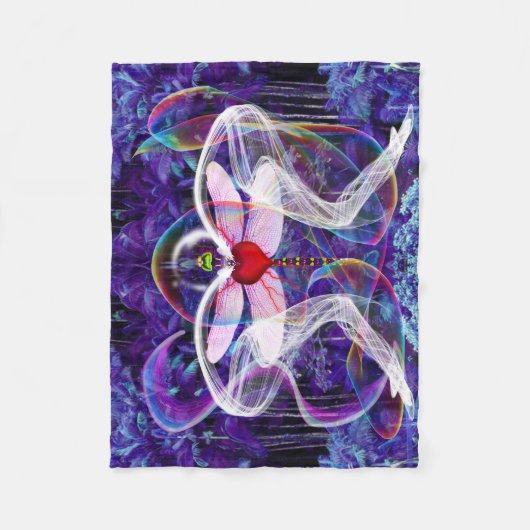 Surrealer psychedelischer Libellen-Flug Fleecedecke (Vorderseite)