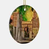 Surrealer quadratischer Park Washingtons, NYC Keramik Ornament (Rechts)