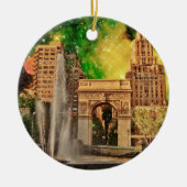 Surrealer quadratischer Park Washingtons, NYC Keramik Ornament (Vorne)