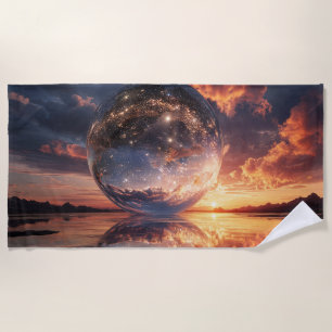 Surrealer reflektierender Ball mit Sternen Strandtuch